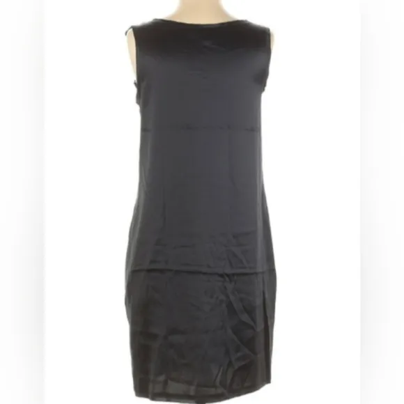 🌺SALE $395 Silk Stretch Blend DKNY Black Mini Dress Donna Karan Abstract Floral
