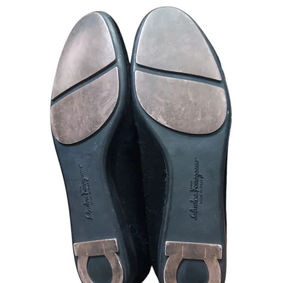 Salvatore Ferragamo Black Calf Pony Hair Loafers Shoes for Women Size 8.5 2A