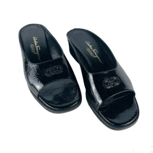 SALVATORE FERRAGAMO Black Slide Sandals