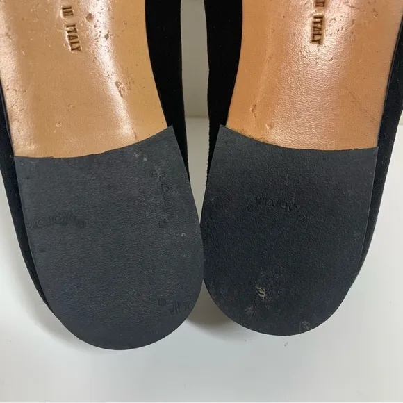 Salvatore Ferragamo Black Suede Flat Loafers Bow &amp; Quilted Detail Toe Size 7