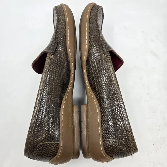 SALVATORE FERRAGAMO Brown Snakeskin Leather Loafers 8B
