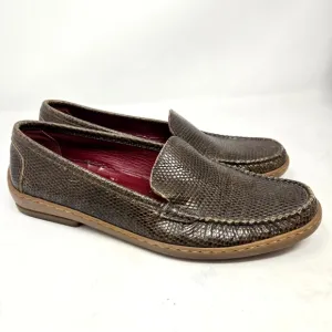 SALVATORE FERRAGAMO Brown Snakeskin Leather Loafers 8B