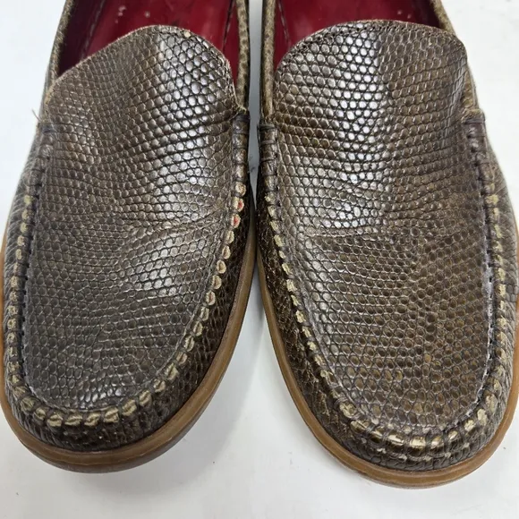 SALVATORE FERRAGAMO Brown Snakeskin Leather Loafers 8B
