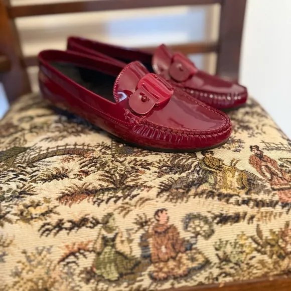 Salvatore Ferragamo Burgundy Patent Leather Loafers Women's Size: 6.5B