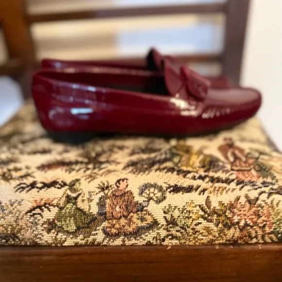 Salvatore Ferragamo Burgundy Patent Leather Loafers Women's Size: 6.5B