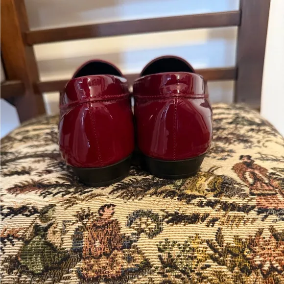 Salvatore Ferragamo Burgundy Patent Leather Loafers Women's Size: 6.5B