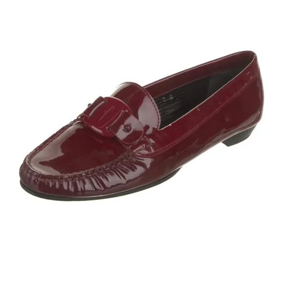 Salvatore Ferragamo Burgundy Patent Leather Loafers Women's Size: 6.5B