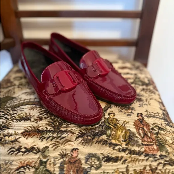 Salvatore Ferragamo Burgundy Patent Leather Loafers Women's Size: 6.5B