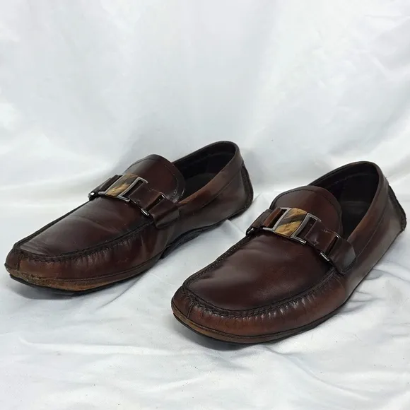 Salvatore Ferragamo Embellished Horsebit Leather Driving Loafers Mens Size 12