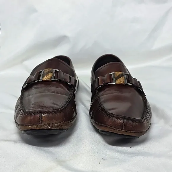 Salvatore Ferragamo Embellished Horsebit Leather Driving Loafers Mens Size 12