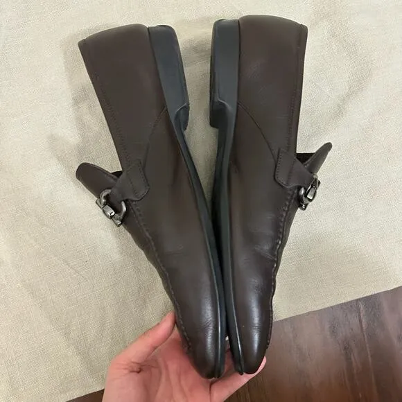 SALVATORE FERRAGAMO Gancini Bit Loafers Dark Brown Leather Moccasin