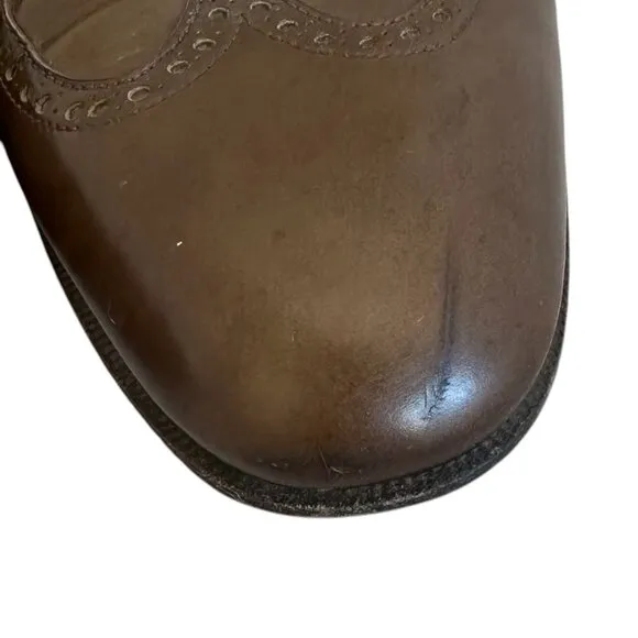 Salvatore Ferragamo Leather Tassel Accent Loafers Dress Shoes Brown 10.5 Narrow