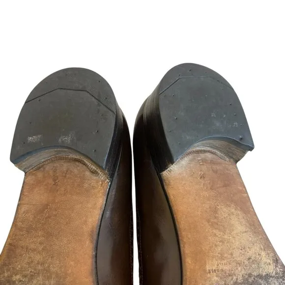 Salvatore Ferragamo Leather Tassel Accent Loafers Dress Shoes Brown 10.5 Narrow