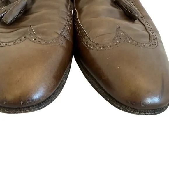 Salvatore Ferragamo Leather Tassel Accent Loafers Dress Shoes Brown 10.5 Narrow