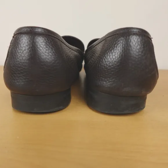 Salvatore Ferragamo Loafers Mens 13 D Brown Pebbled Leather Gancini Bit Moccasin