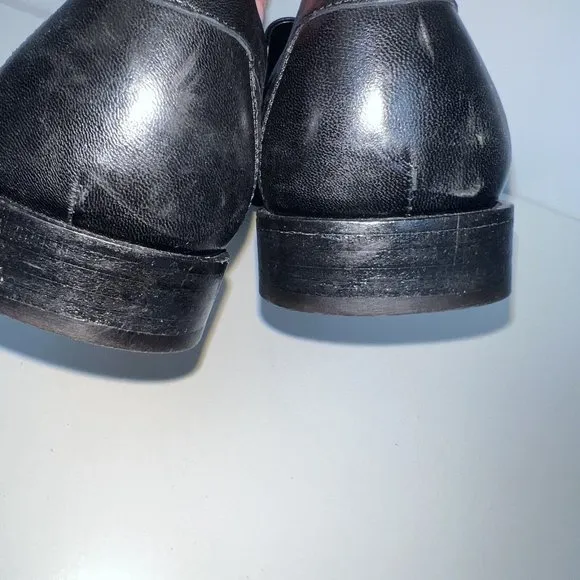 Salvatore Ferragamo Mens Black Leather Loafers Dress Shoes Size 8.5 Italy 37770