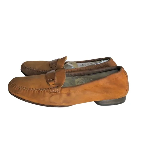 Salvatore Ferragamo Nubuck Leather Loafers Flats British Tan Women’s