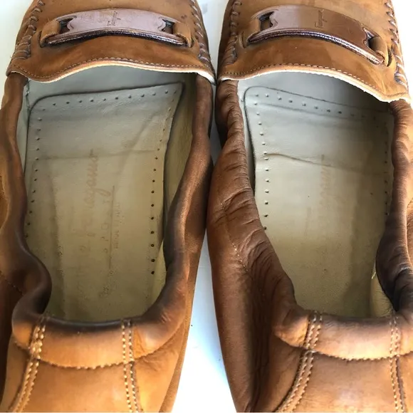 Salvatore Ferragamo Nubuck Leather Loafers Flats British Tan Women’s