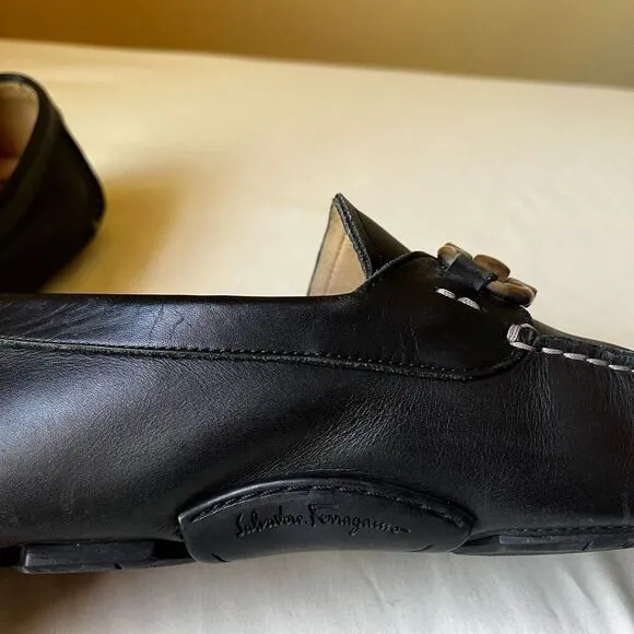 Salvatore Ferragamo Parigi Driving Loafer Black Leather Horsebit Men’s 10.5 2E