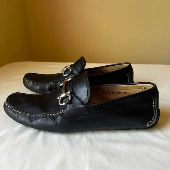 Salvatore Ferragamo Parigi Driving Loafer Black Leather Horsebit Men’s 10.5 2E