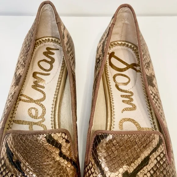 Sam Edelman Jordy Brown Snake Print Leather Loafers Size 8