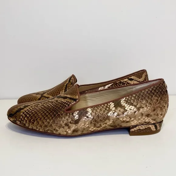 Sam Edelman Jordy Brown Snake Print Leather Loafers Size 8