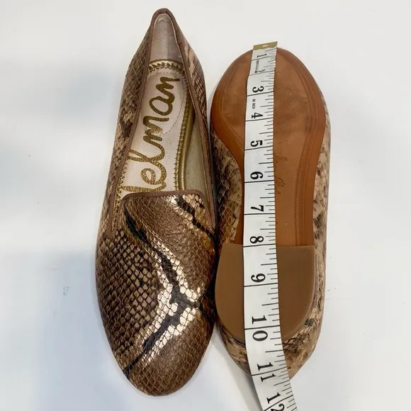 Sam Edelman Jordy Brown Snake Print Leather Loafers Size 8