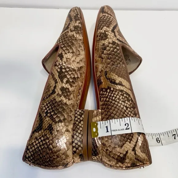 Sam Edelman Jordy Brown Snake Print Leather Loafers Size 8