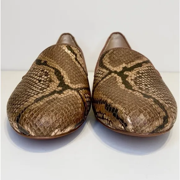 Sam Edelman Jordy Brown Snake Print Leather Loafers Size 8