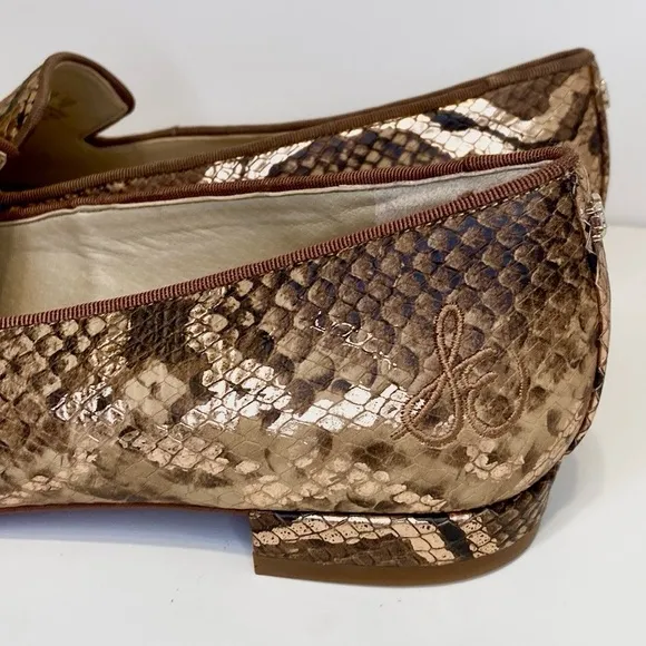 Sam Edelman Jordy Brown Snake Print Leather Loafers Size 8