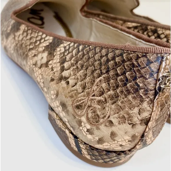 Sam Edelman Jordy Brown Snake Print Leather Loafers Size 8