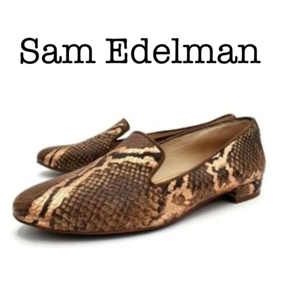 Sam Edelman Jordy Brown Snake Print Leather Loafers Size 8