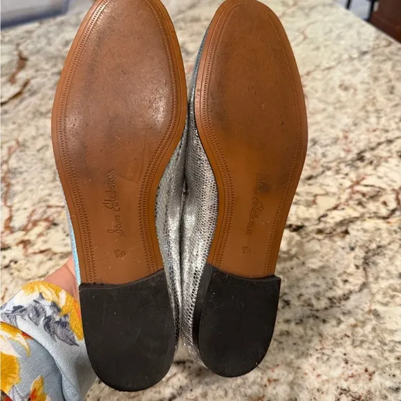 Sam Edelman Women’s Silver Loafers Gold Horsebit hardware size 8.5 metallic