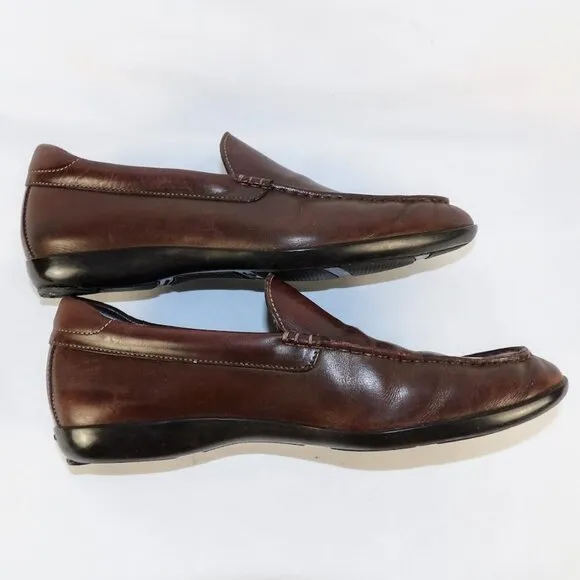 Santoni Men's Size 8.5 Made In Italy Brown Leather Slip on Loafers