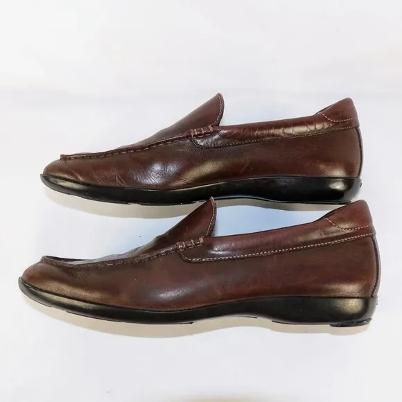 Santoni Men's Size 8.5 Made In Italy Brown Leather Slip on Loafers