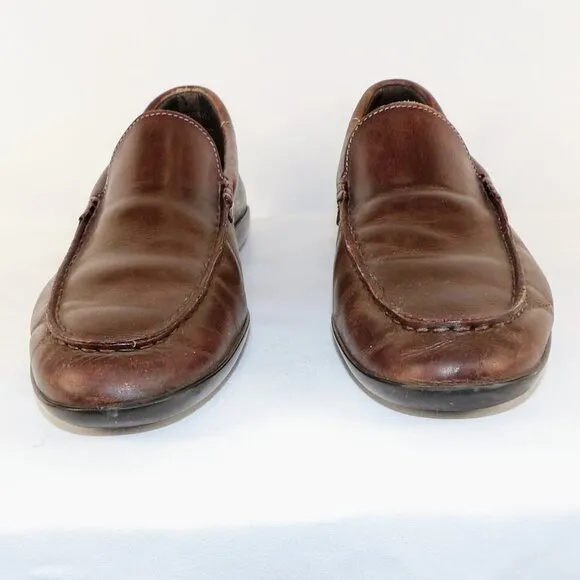 Santoni Men's Size 8.5 Made In Italy Brown Leather Slip on Loafers