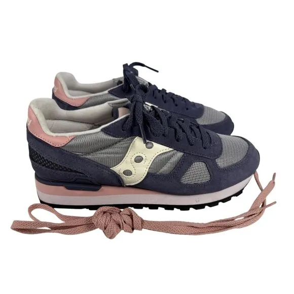 Saucony Women's Shadow Original Lace-Up Sneakers  Navy/Pink s1108-829 Size 9