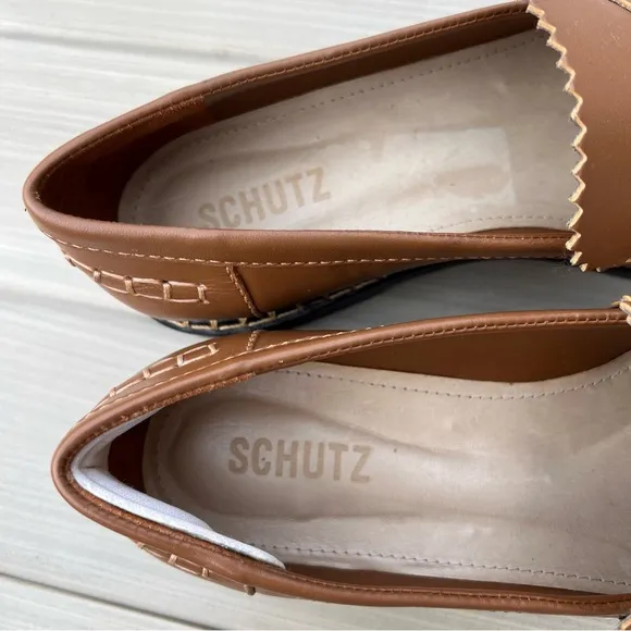 Schutz Christie Nappa Leather Flat Loafers size 8