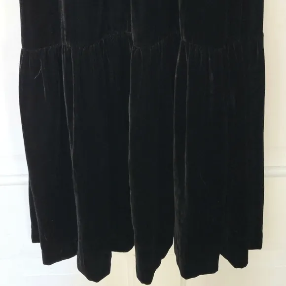 Sea New York Mayde Midi Dress Black Velvet Cut Out Long Sleeves Dark Romantic