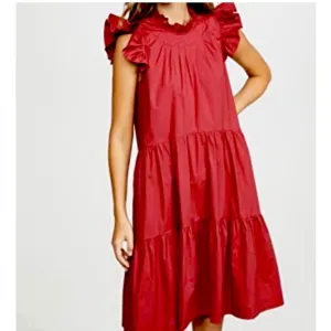 Sea NY Red Waverly Tiered Tunic Dress NWT