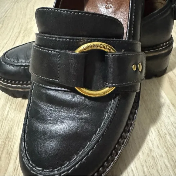 See by Chloé Black Erine Heeled Loafers