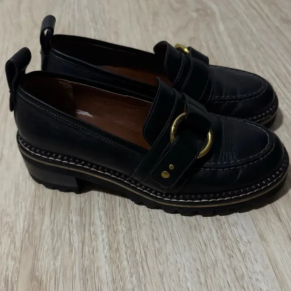 See by Chloé Black Erine Heeled Loafers