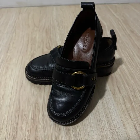 See by Chloé Black Erine Heeled Loafers