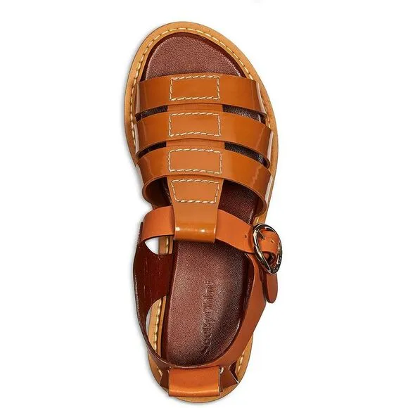 See by Chloe Womens Millye Brown Leather Open Toe Fisherman Sandals Flats New