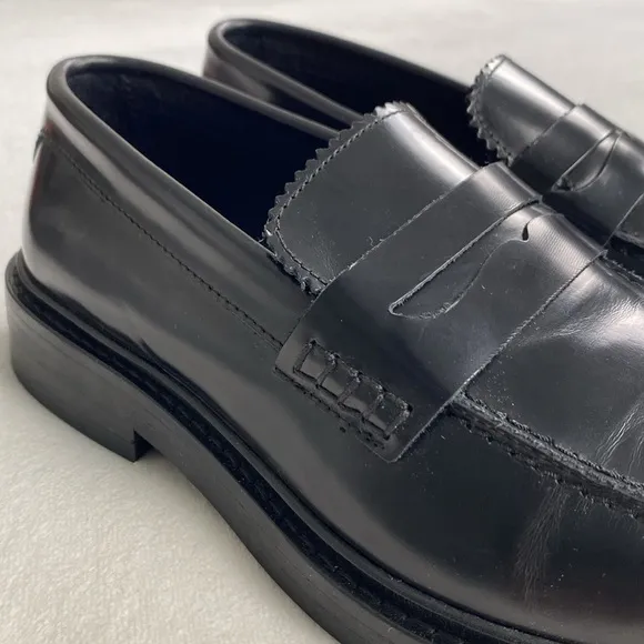Selected / Homme Carter Polido Polished Genuine Leather Penny Loafers (Black)