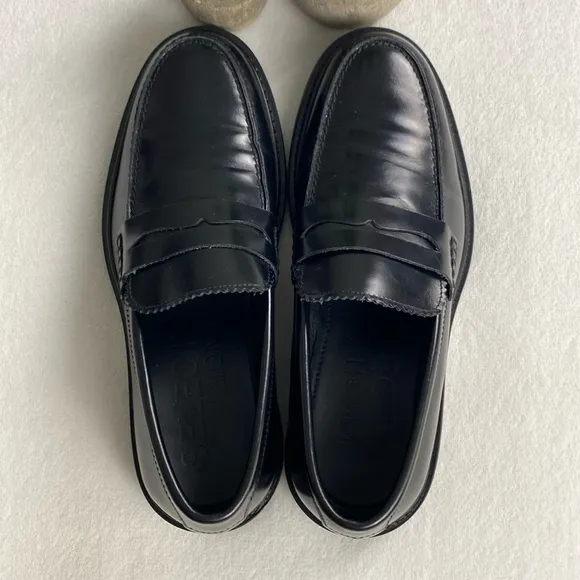 Selected / Homme Carter Polido Polished Genuine Leather Penny Loafers (Black)