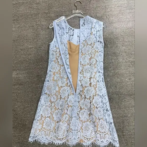 Self-Portrait Blue Fine Lace Mini Dress
