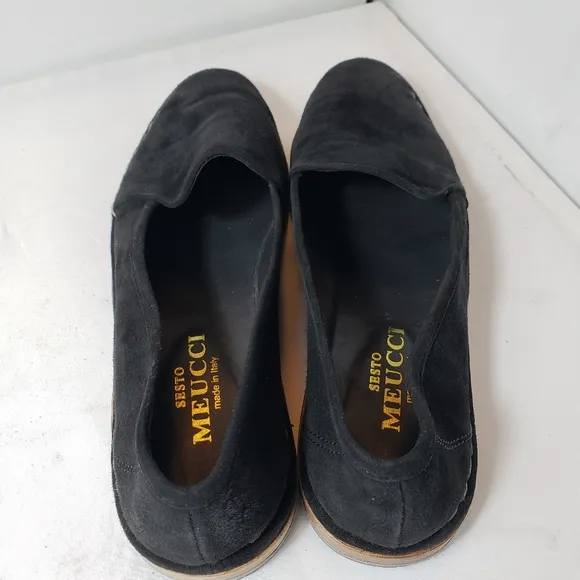 Sesto Meucci Black Slip On Suede Loafers Shoes Size 40 EU