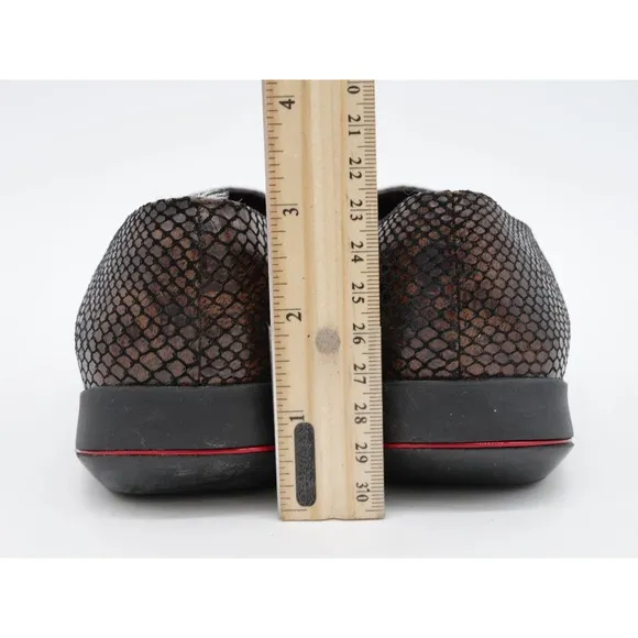 Sesto Meucci Loafers Womens 7 Brown Leather Snake Embossed Slip On Square Toe