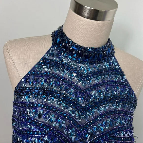 Sherri Hill Two Piece Cocktail Beaded Short Dress Prom Women’s 12 Halter 50694